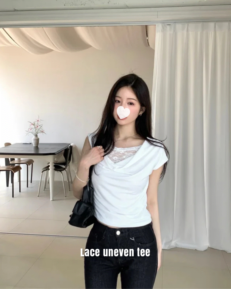 Lace uneven tee