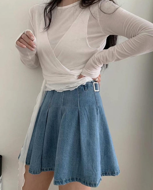 Sidol denim skirt-pants