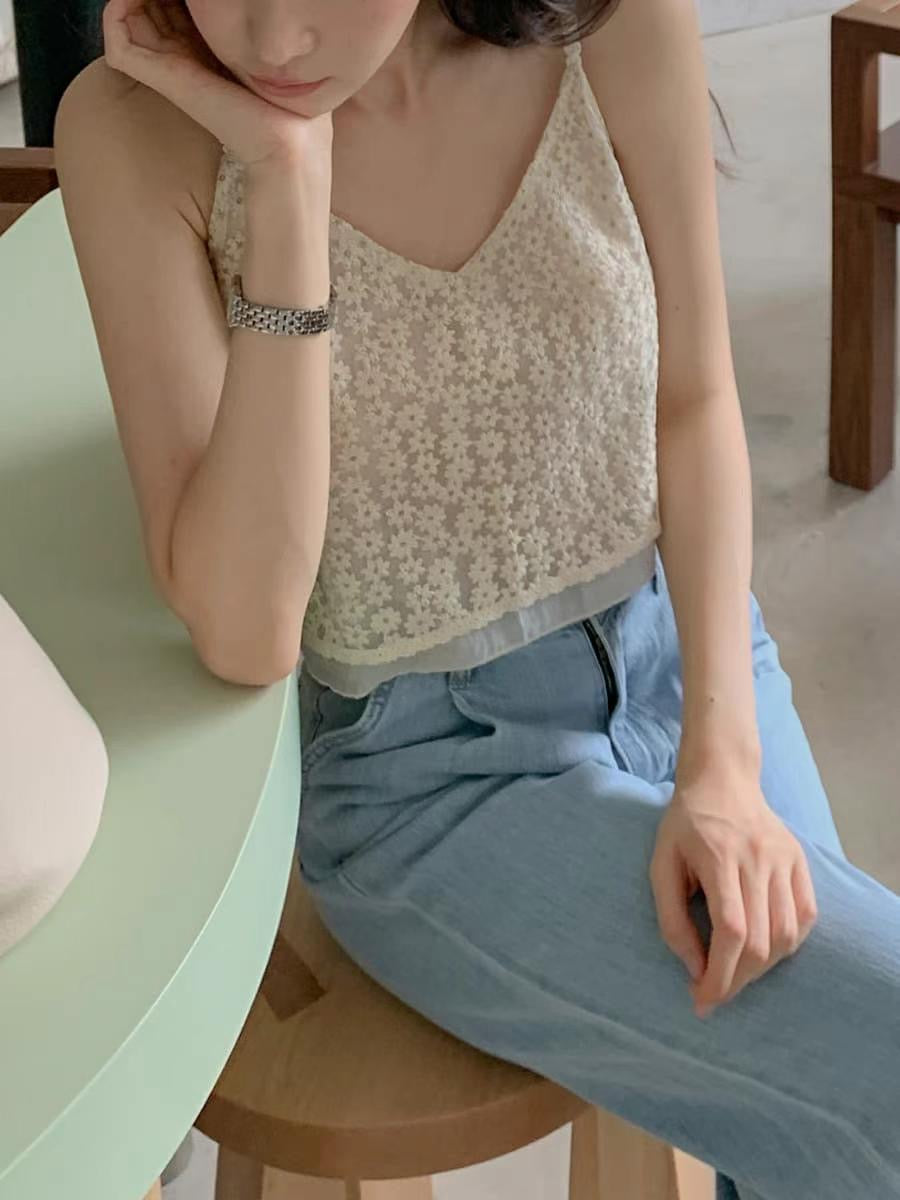 Flower see-through bustier