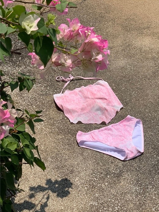 Pink printed bikini set