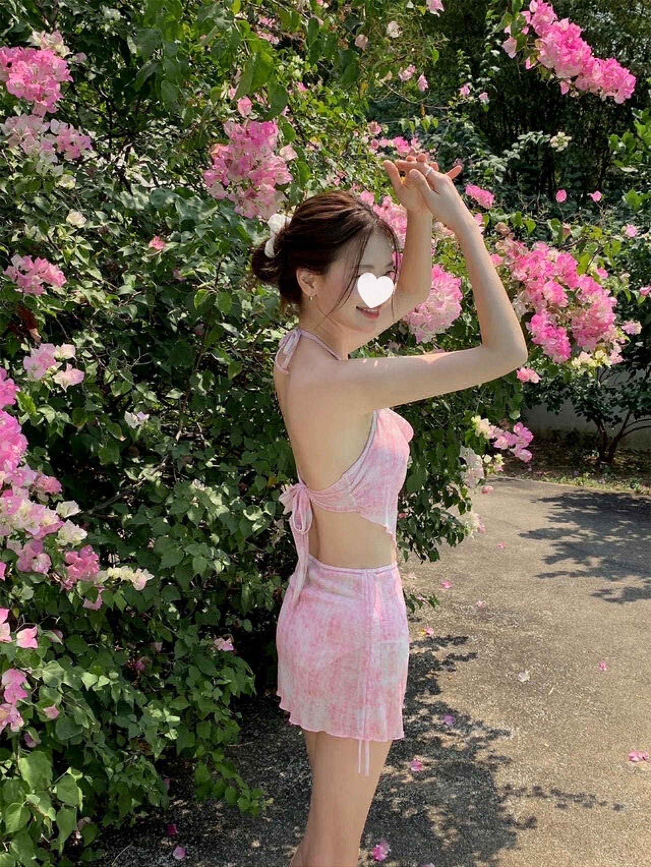 Pink printed bikini set