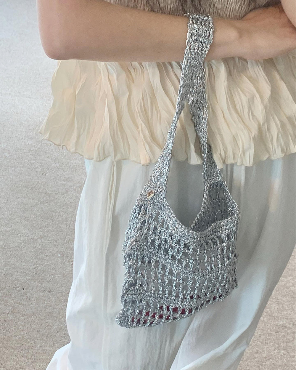 Silver net knit bag(2 colors)