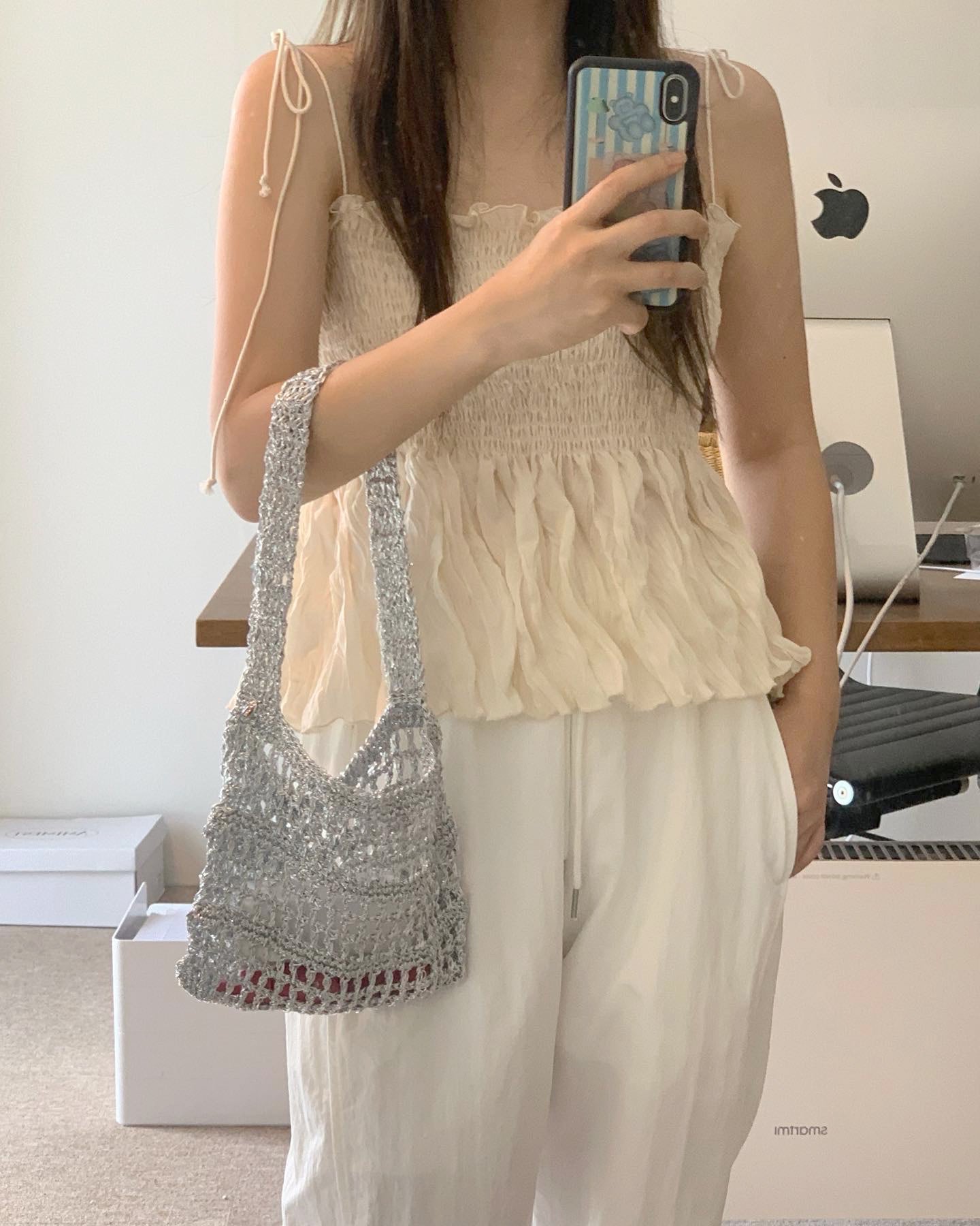 Silver net knit bag(2 colors)