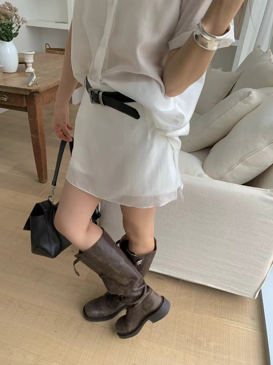 Silk layered skirt pants