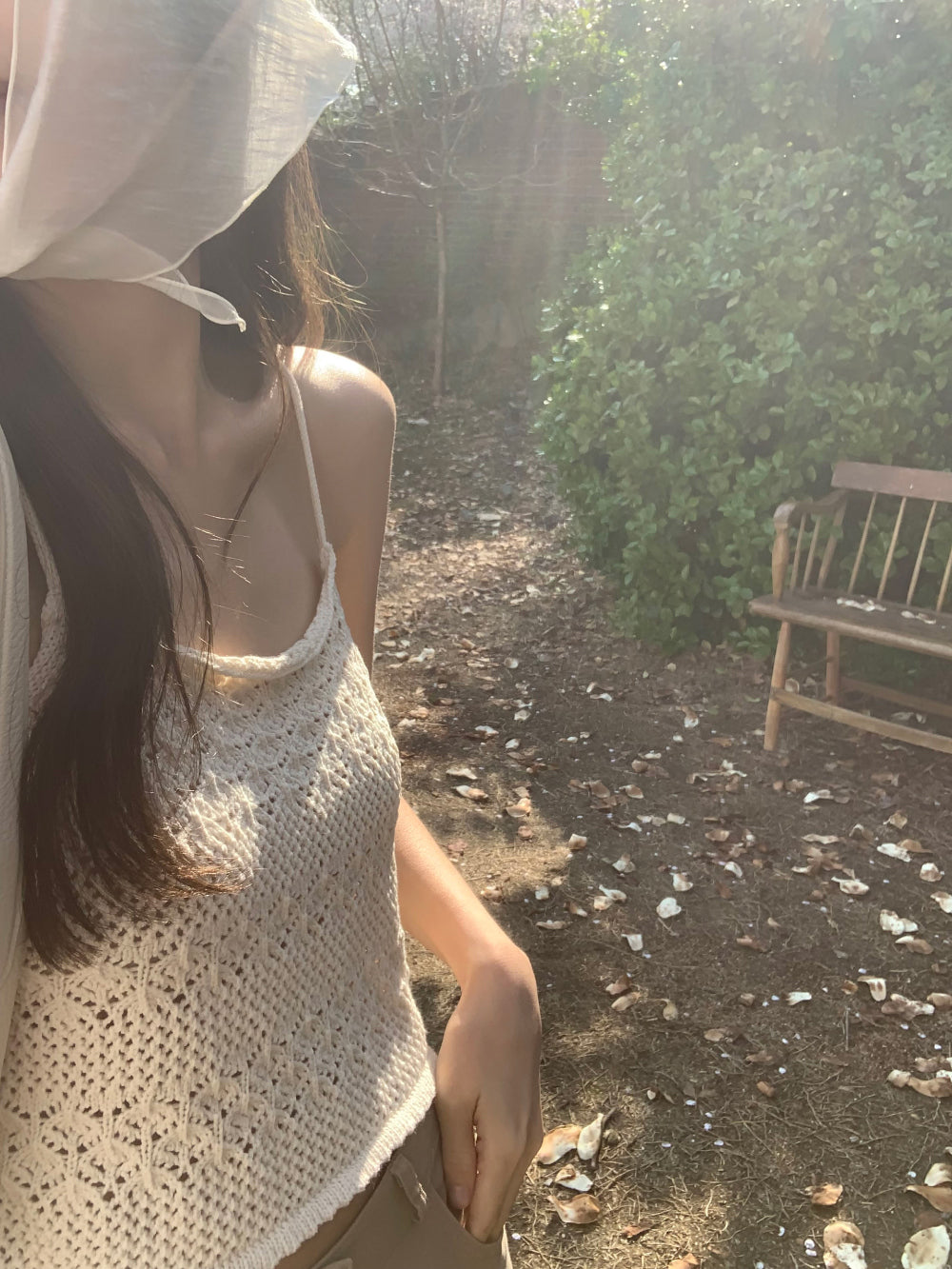 Crochet string top knit(2 colors)