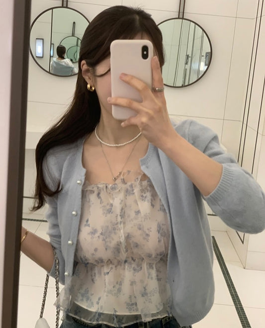 100 wool)Ruby pearl cardigan