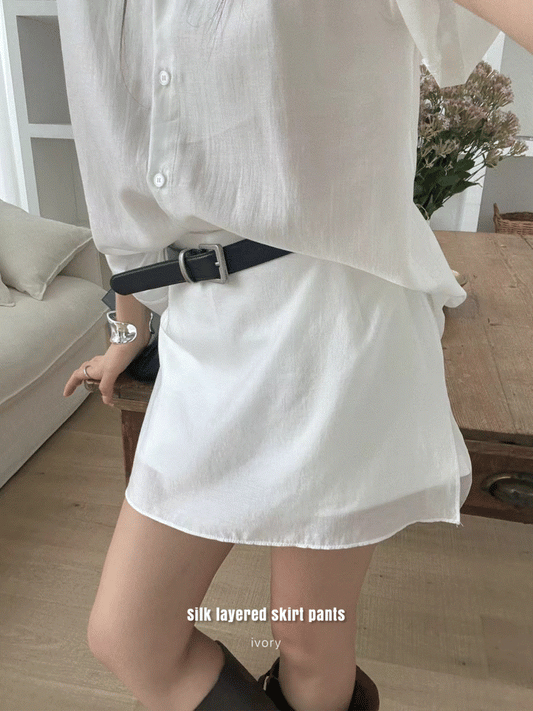 Silk layered skirt pants