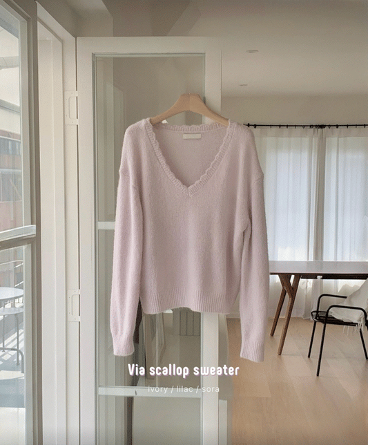 Via scallop sweater(3 colors)