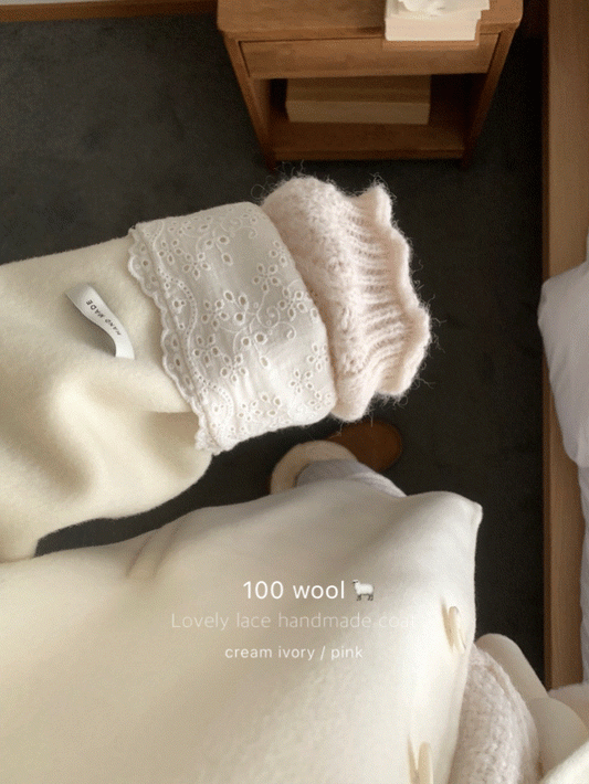 100 wool)Lovely lace handmade coat(2 color)