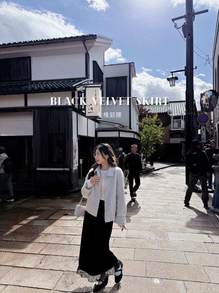 Black velvet skirt
