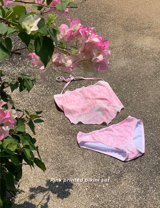 Pink printed bikini set