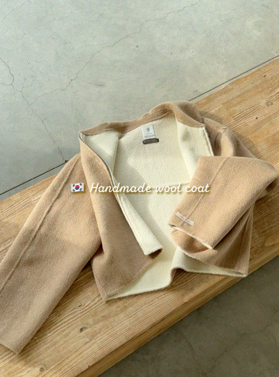 80 wool)Milk tea handmade coat