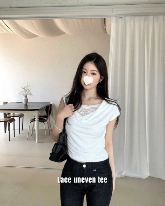Lace uneven tee