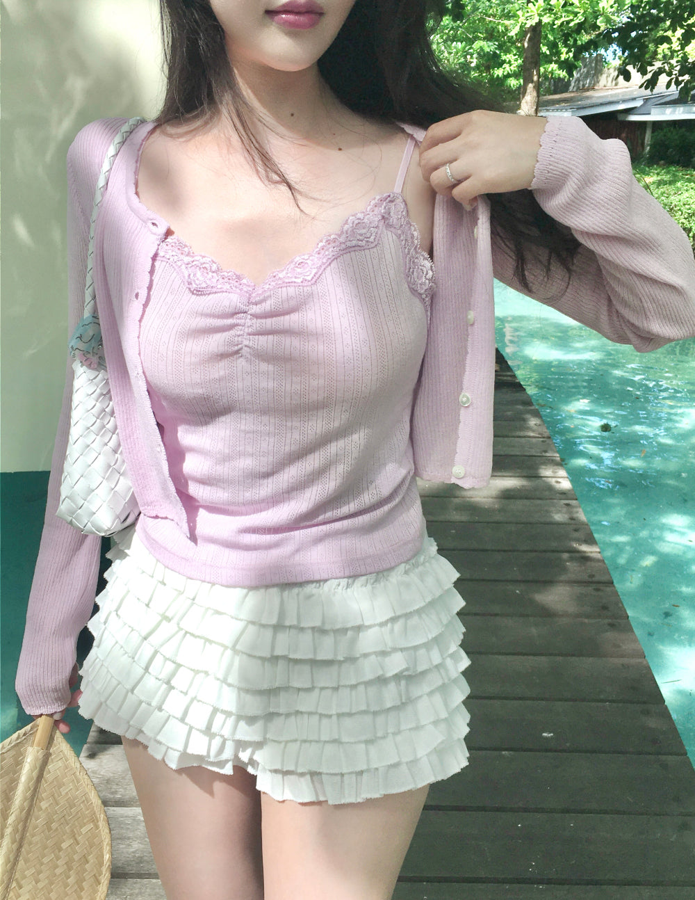 Layer mini skirt pants