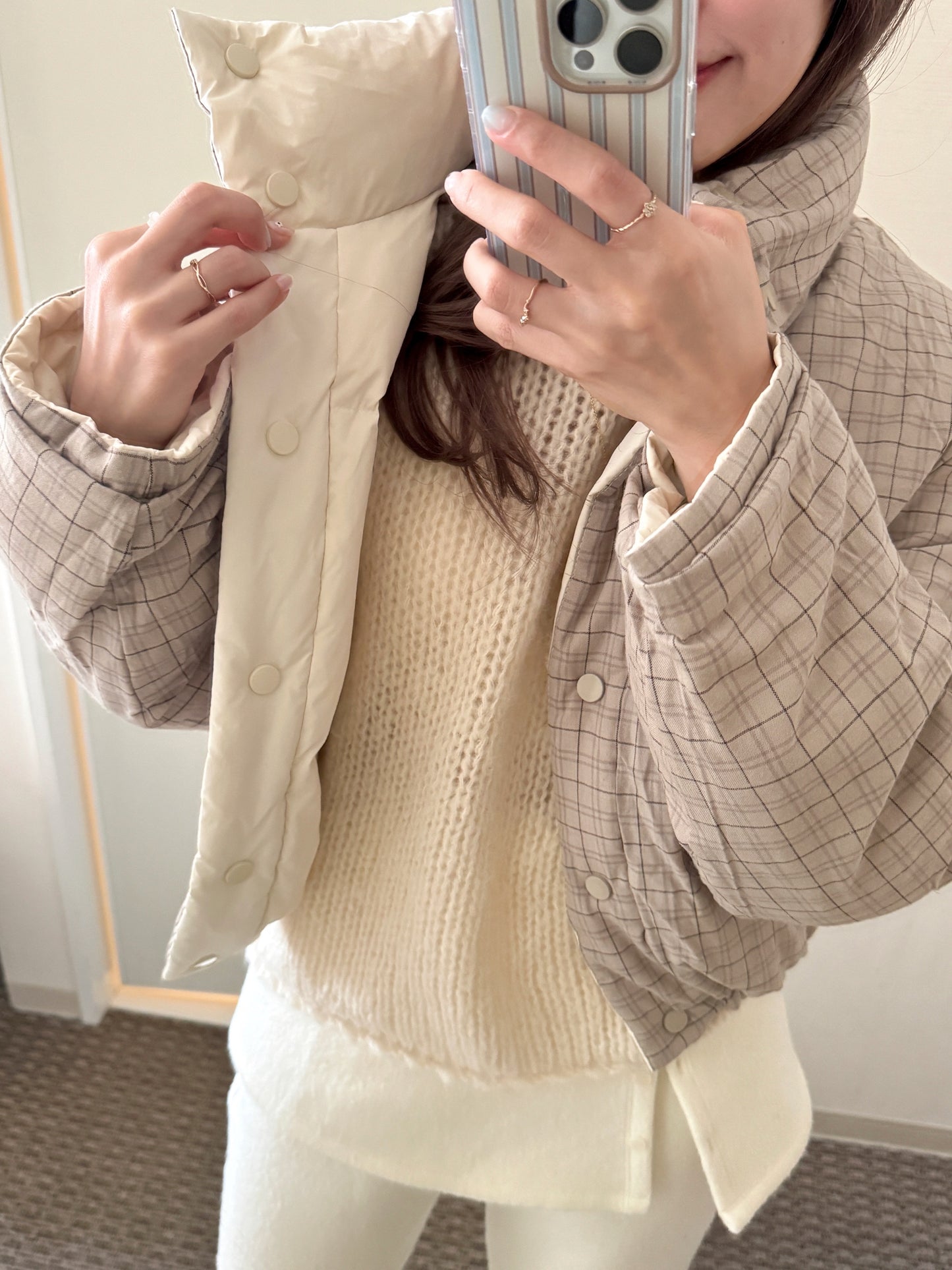 Cream waffle jumper