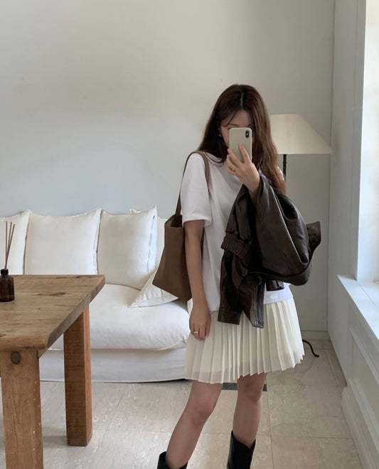 Mini seer pleats skirt