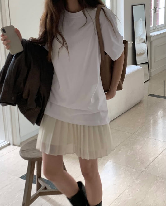 Mini seer pleats skirt