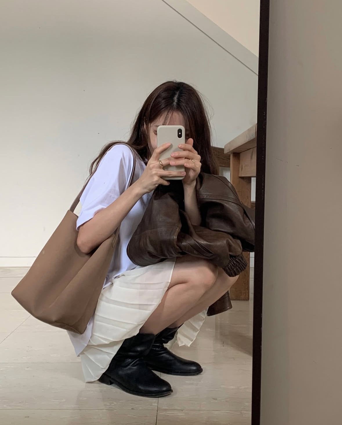 Mini seer pleats skirt