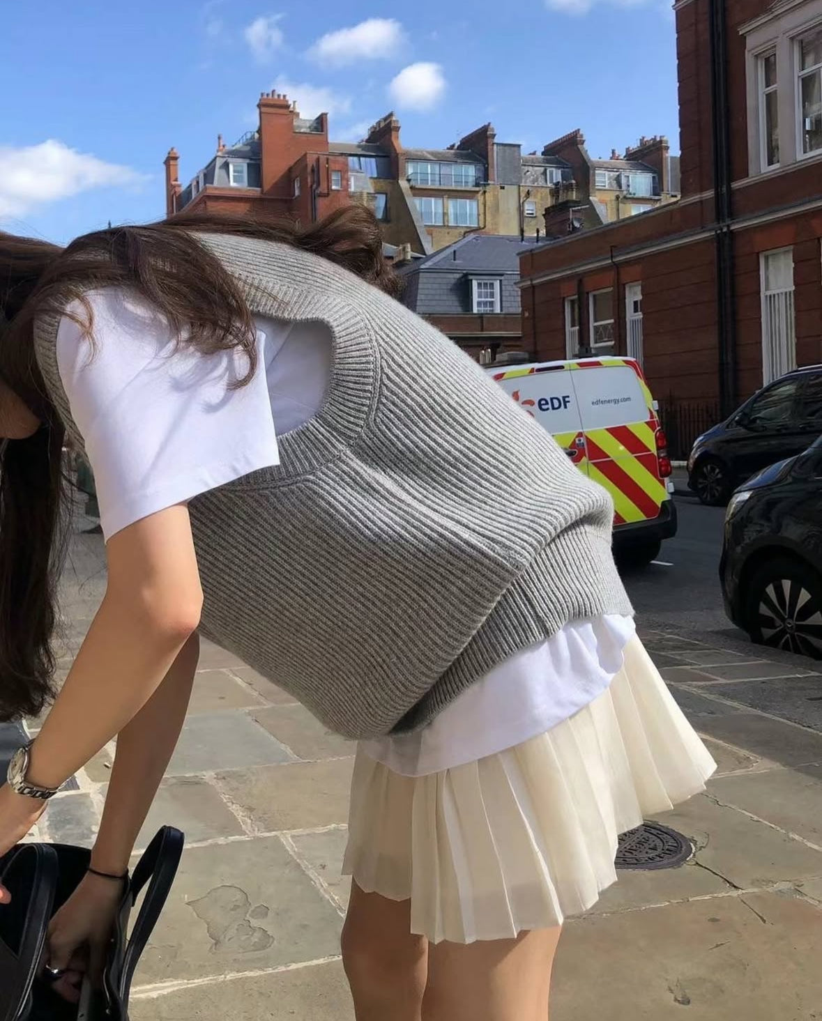 Mini seer pleats skirt