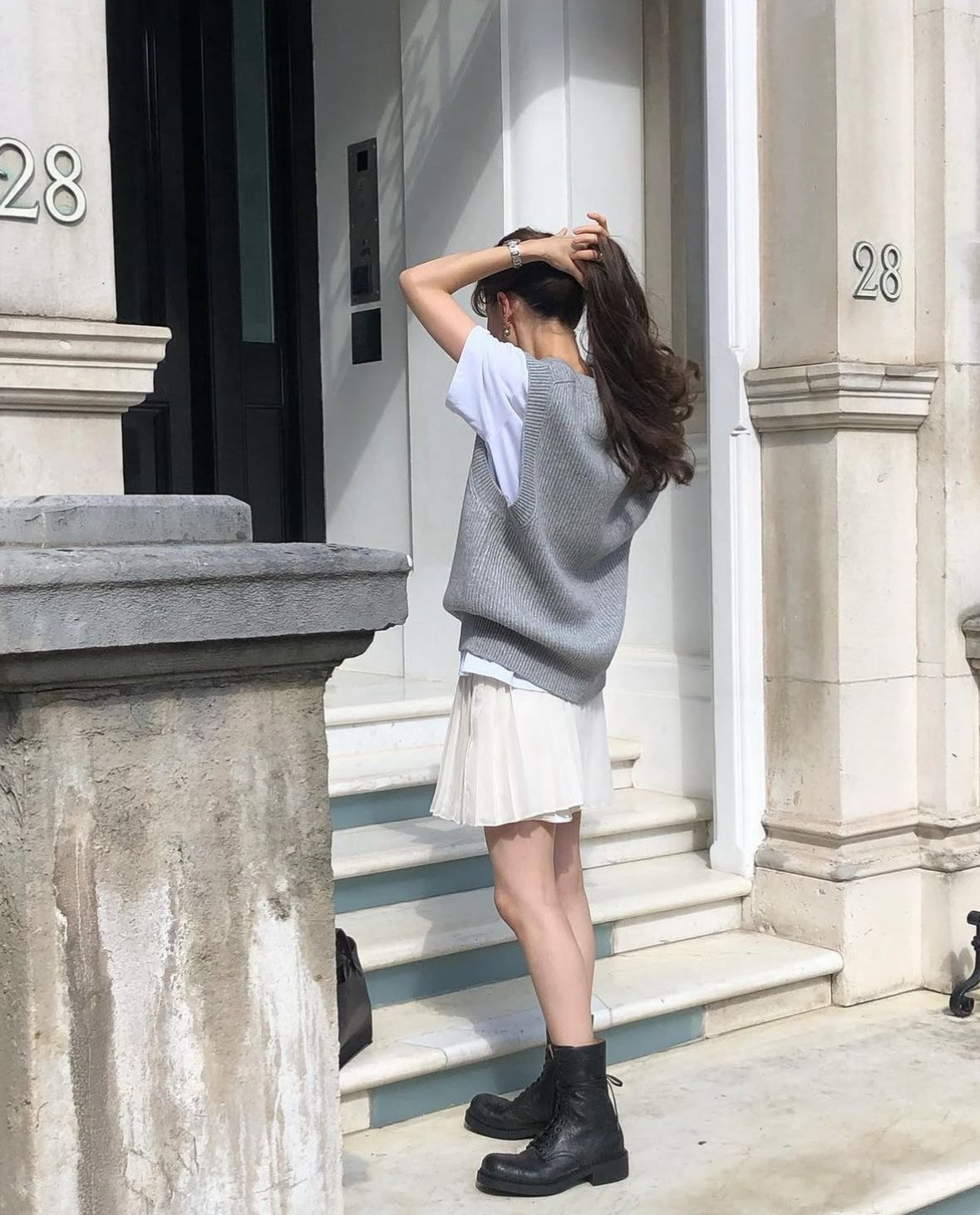 Mini seer pleats skirt