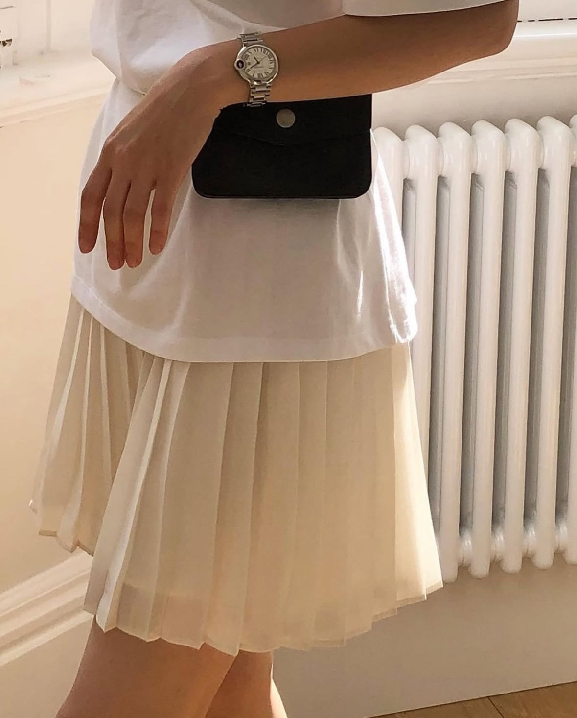 Mini seer pleats skirt