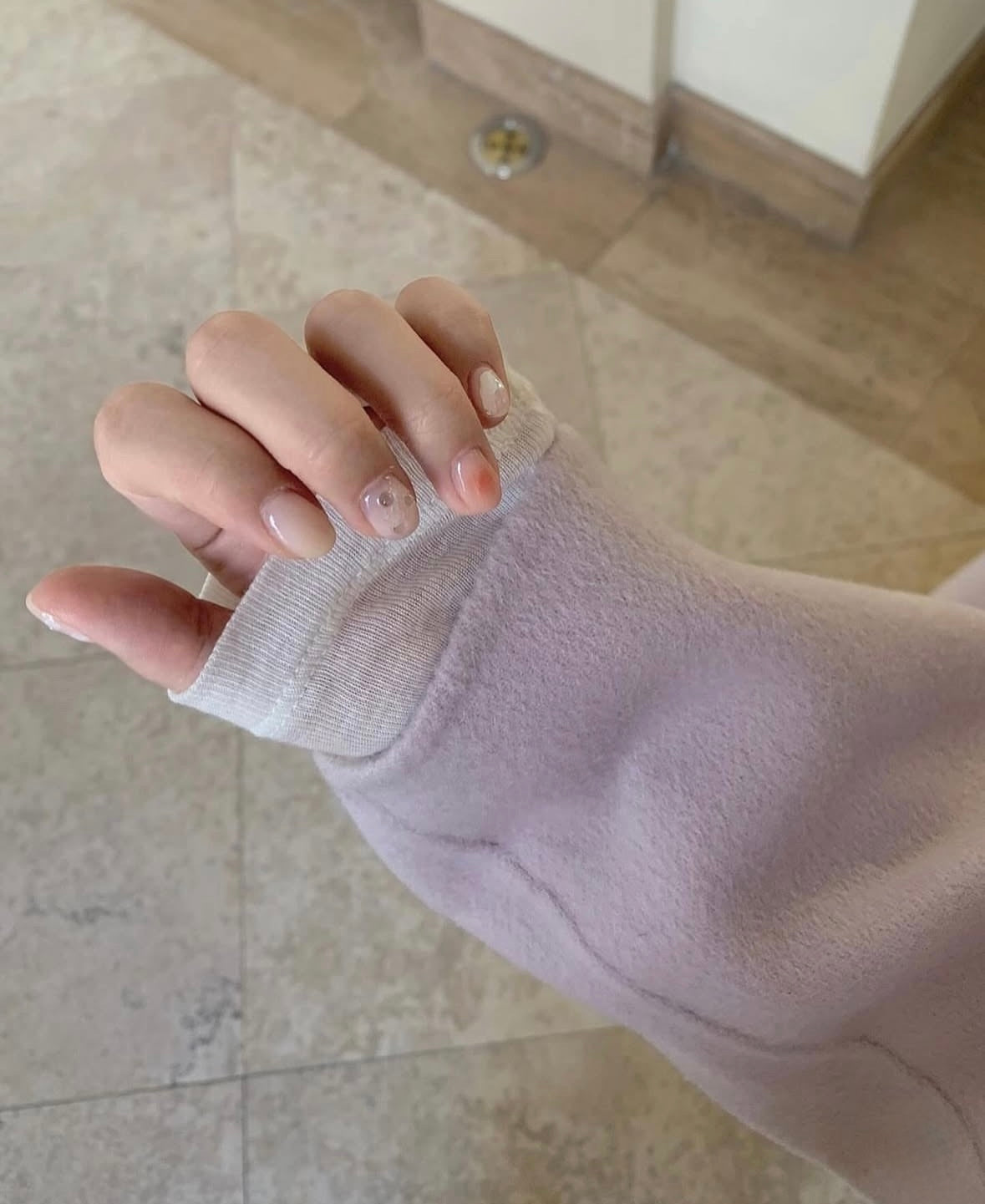 90 wool) Taro milk tea long handmade coat