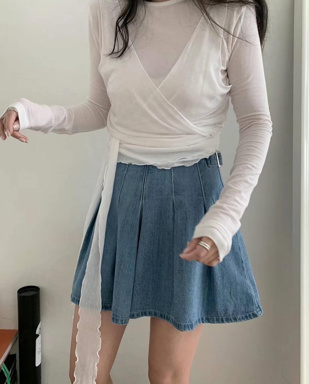 Sidol denim skirt-pants