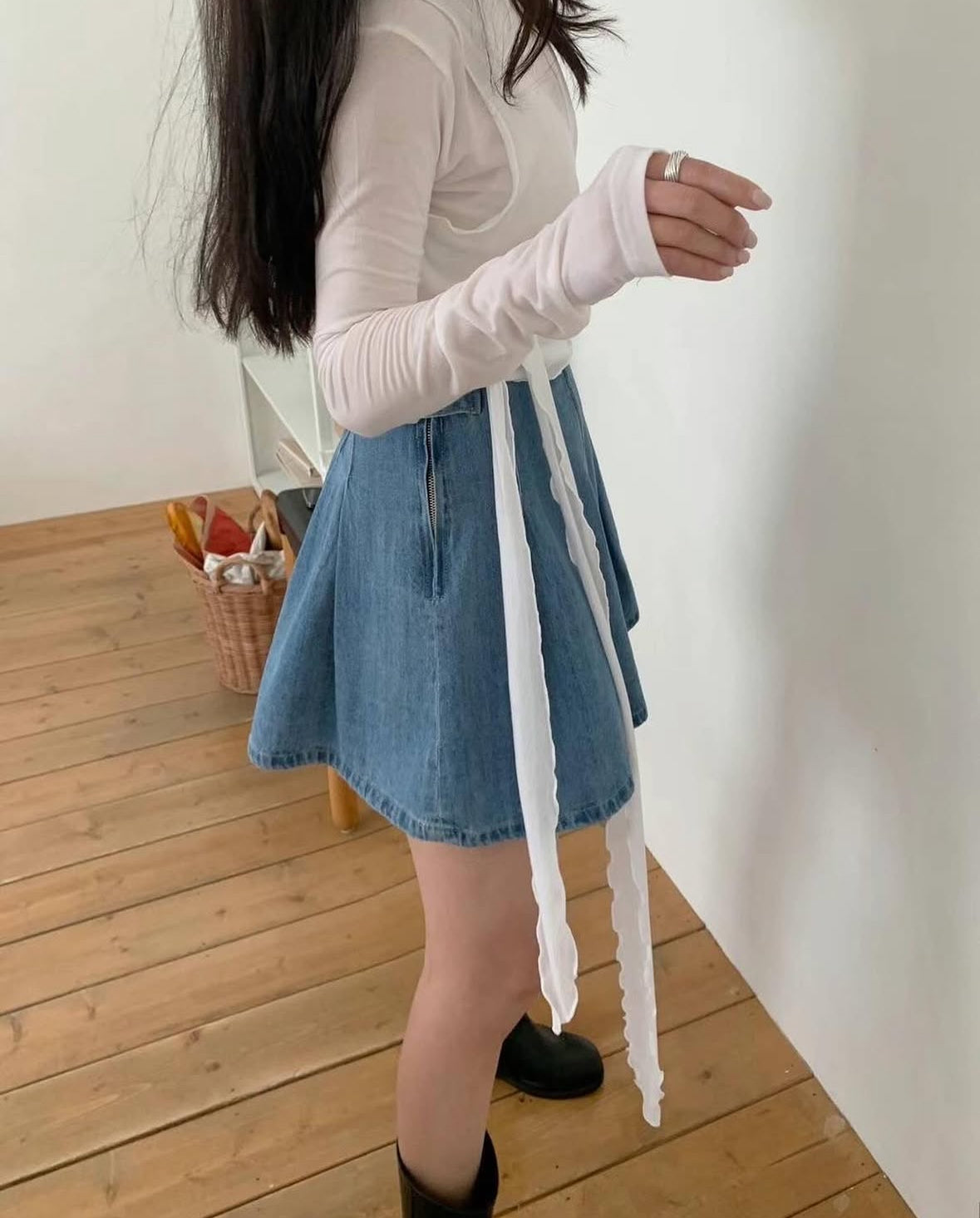 Sidol denim skirt-pants