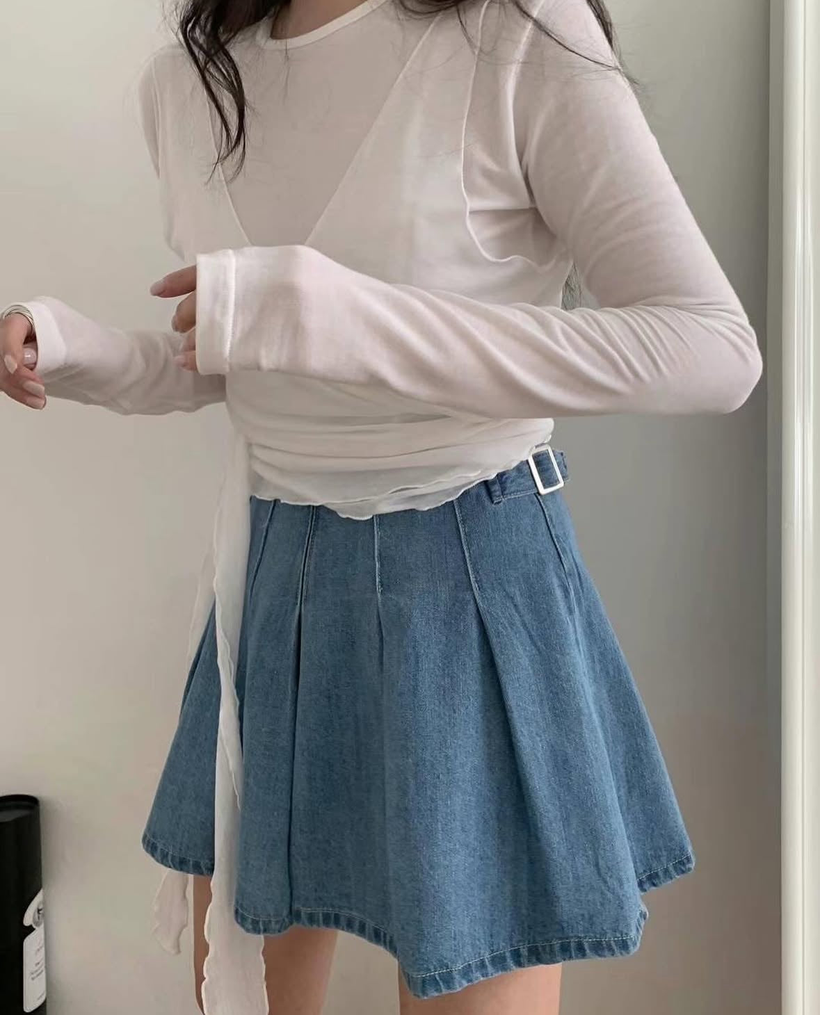 Sidol denim skirt-pants