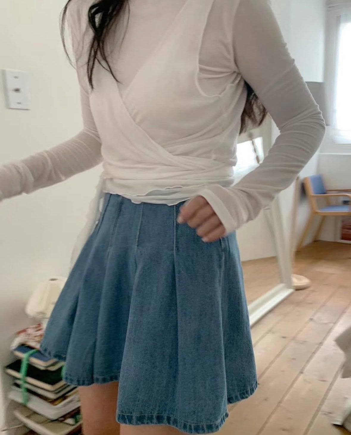 Sidol denim skirt-pants