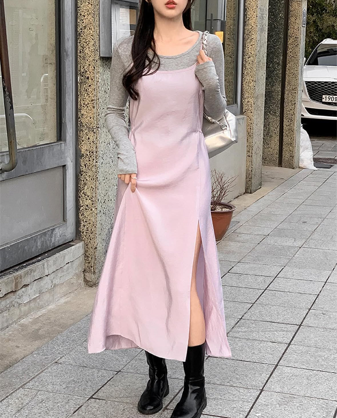 Per string long dress