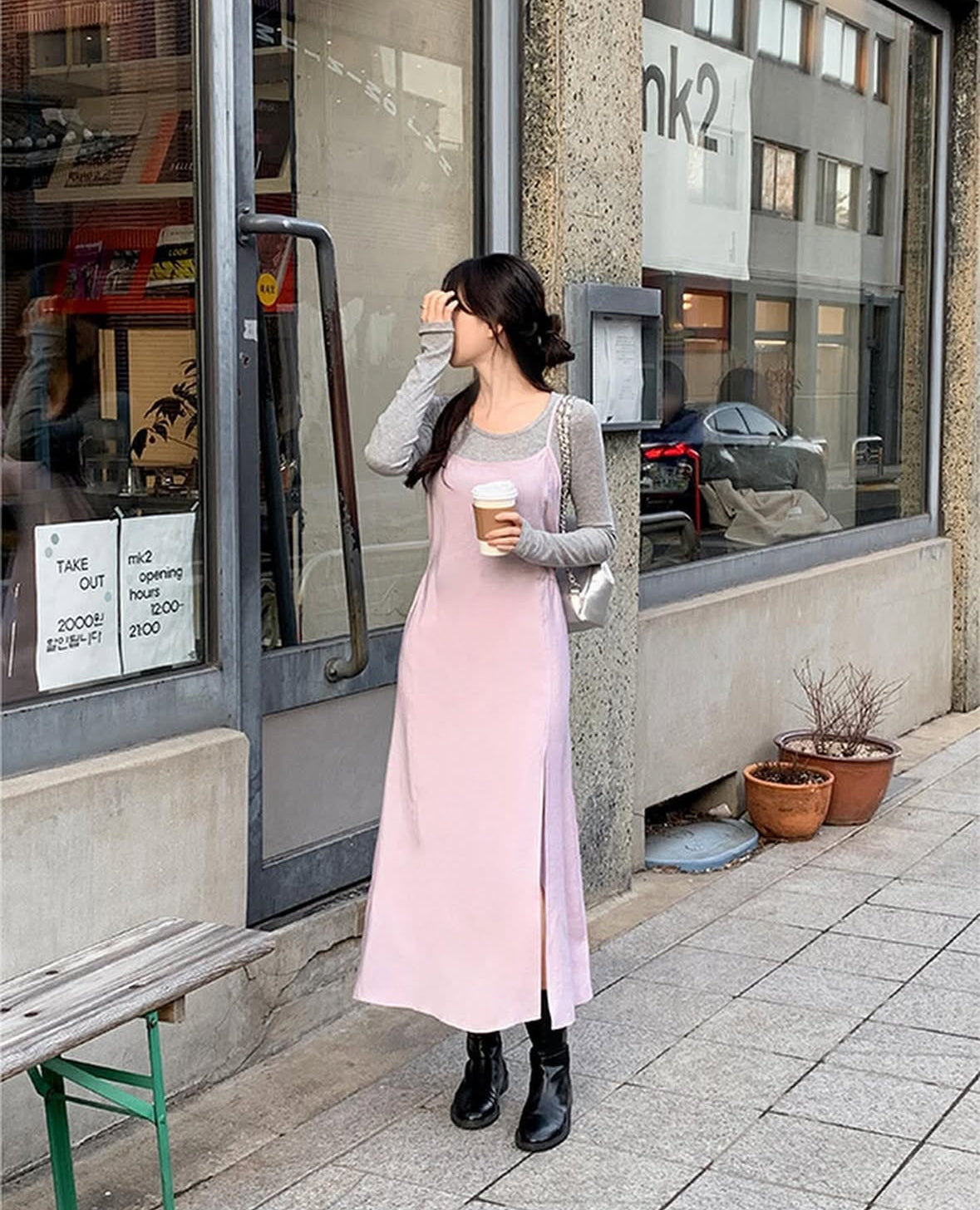 Per string long dress