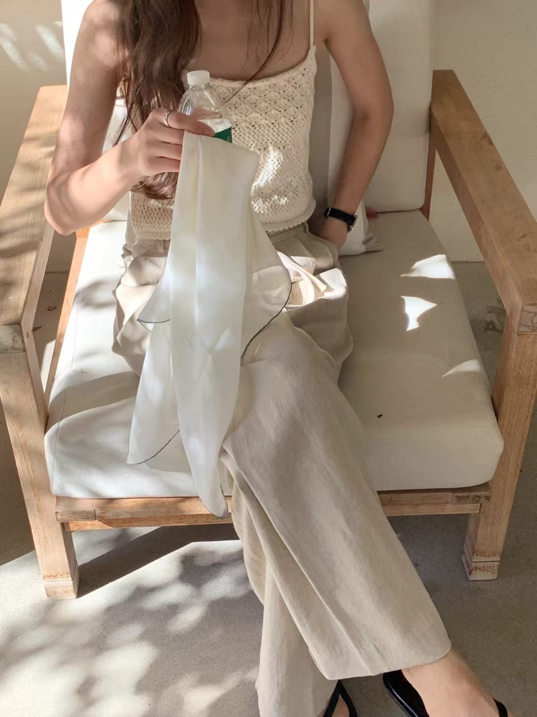 Crochet string top knit(2 colors)