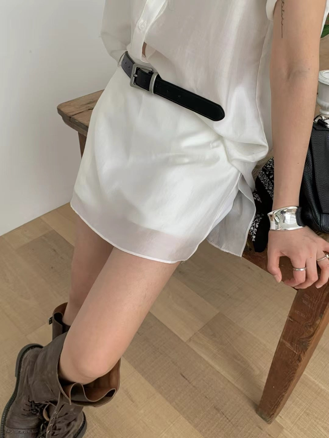 Silk layered skirt pants
