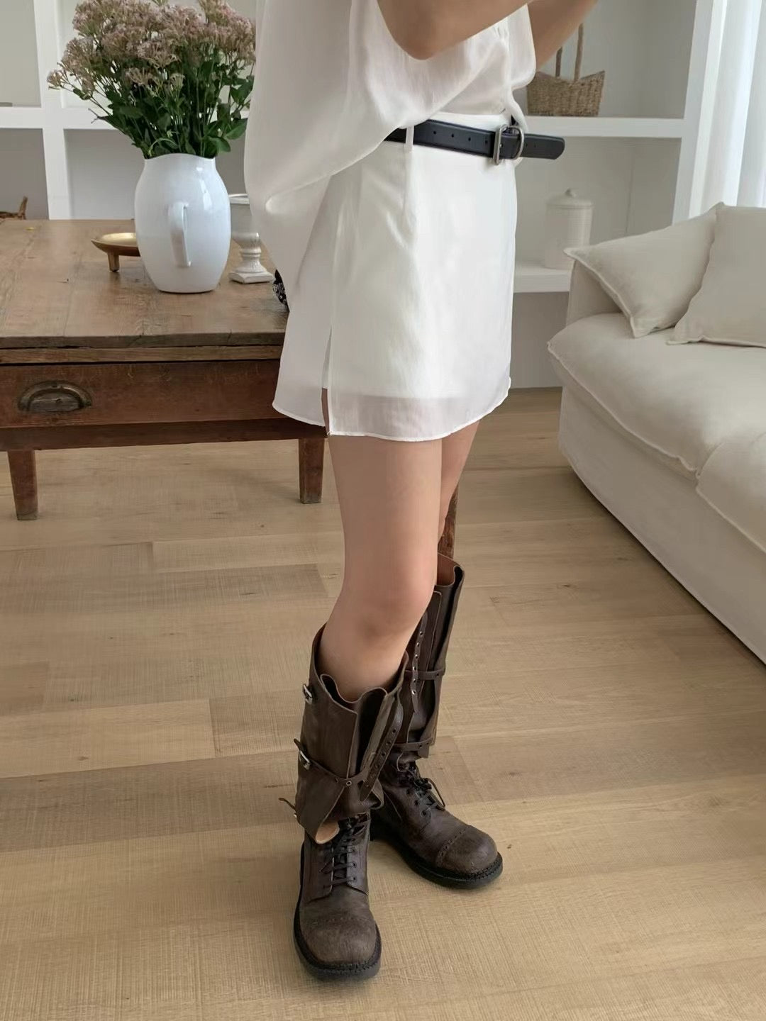 Silk layered skirt pants