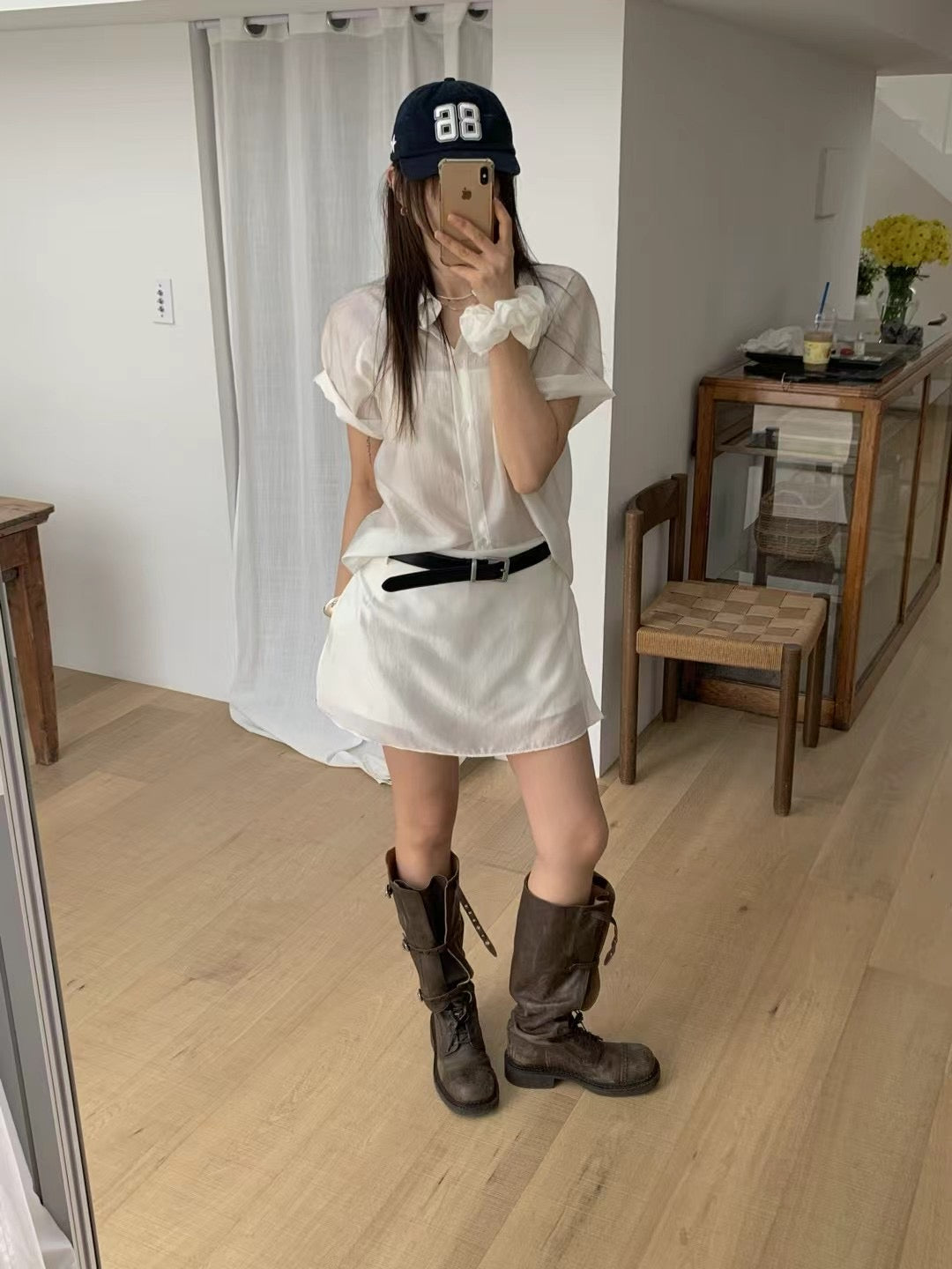 Silk layered skirt pants