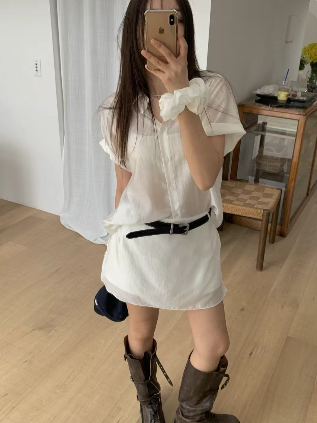 Silk layered skirt pants
