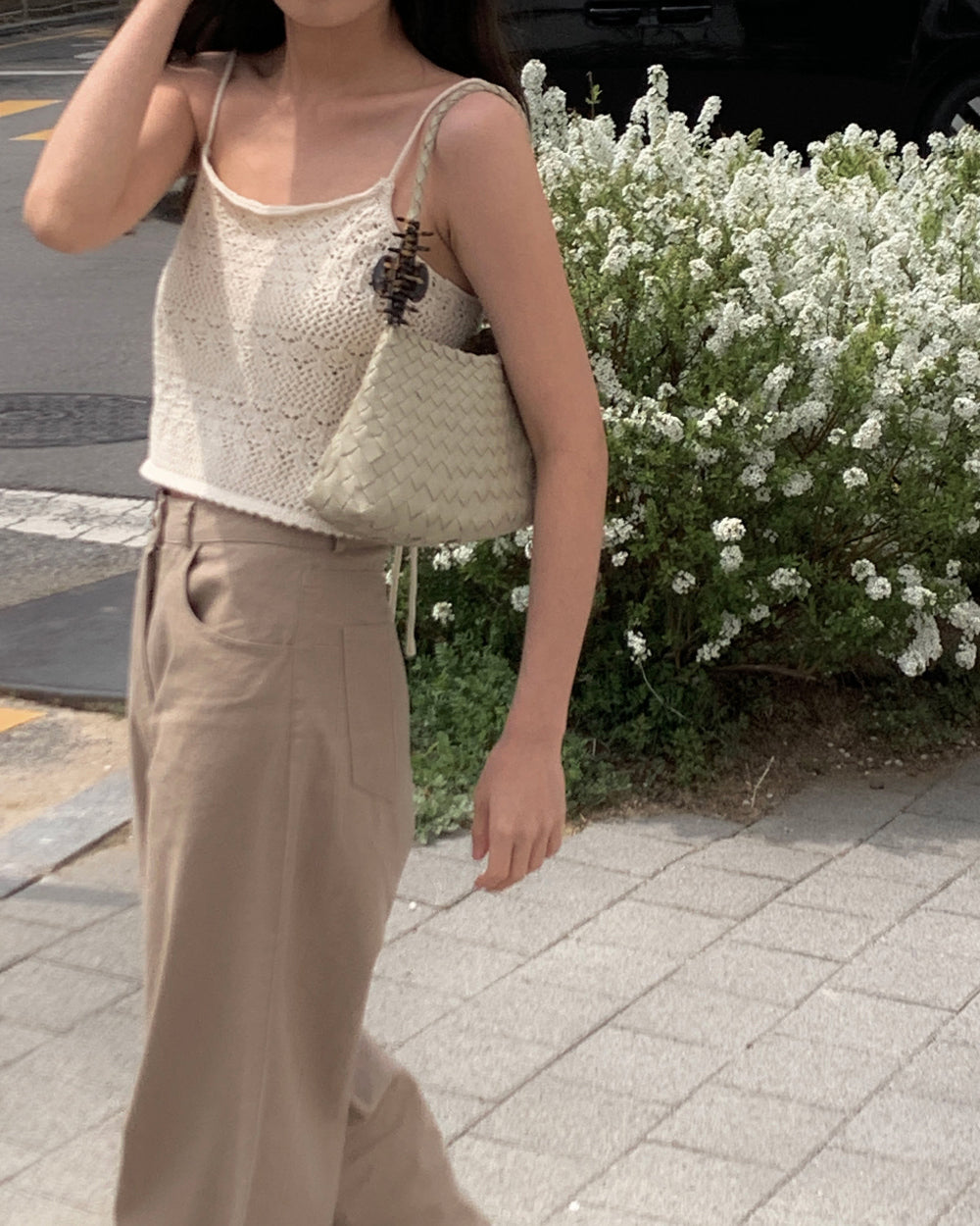 Crochet string top knit(2 colors)