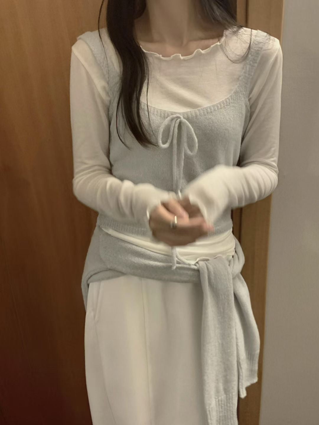 波浪天絲長袖Tee