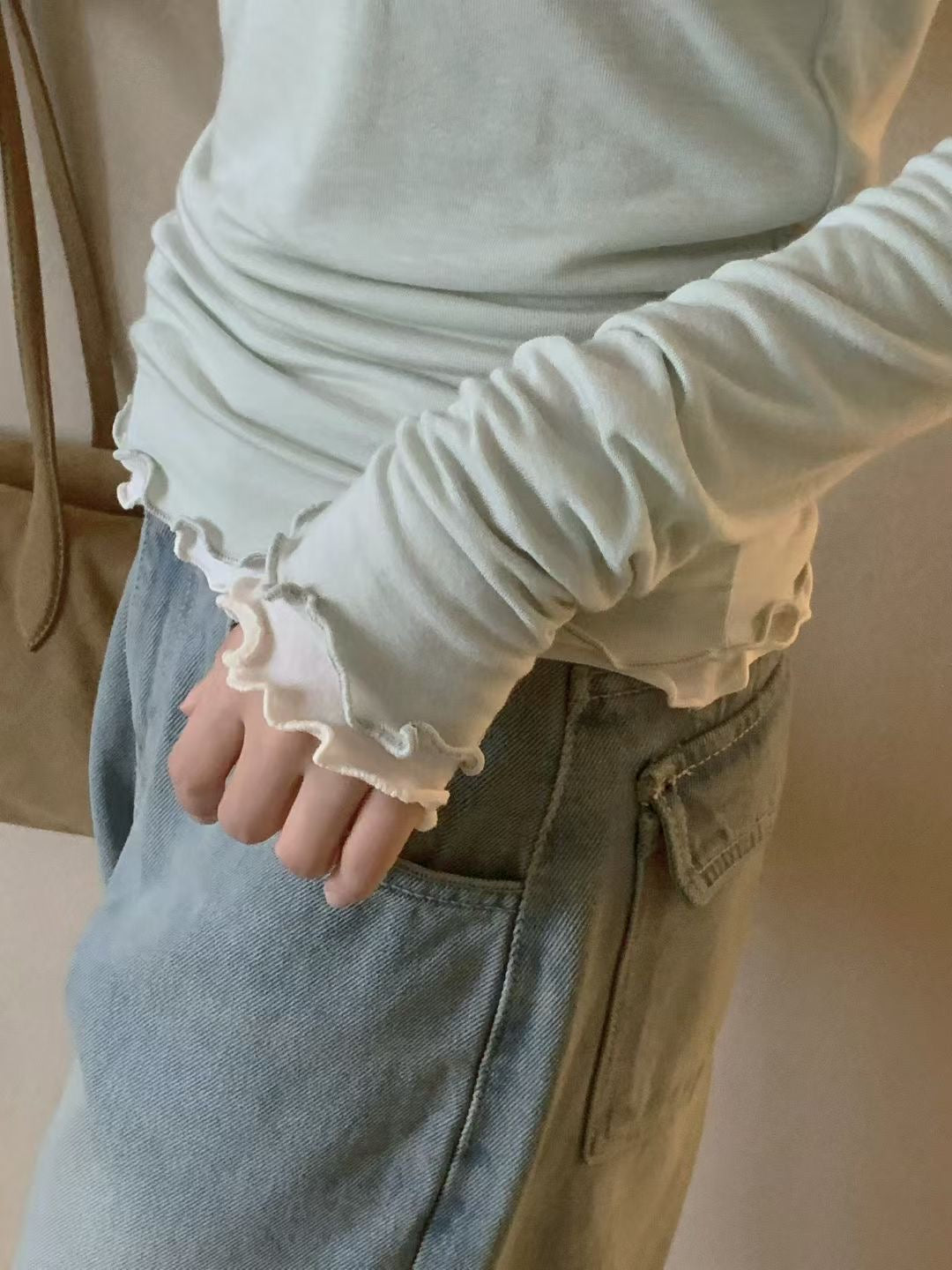 波浪天絲長袖Tee