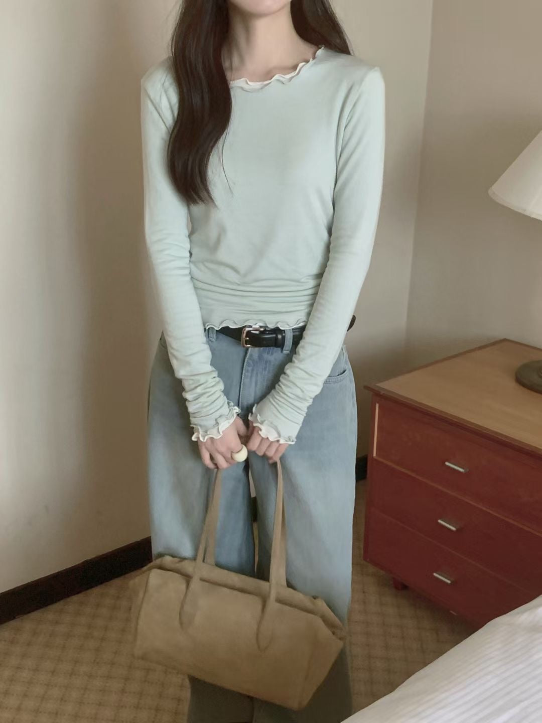 波浪天絲長袖Tee