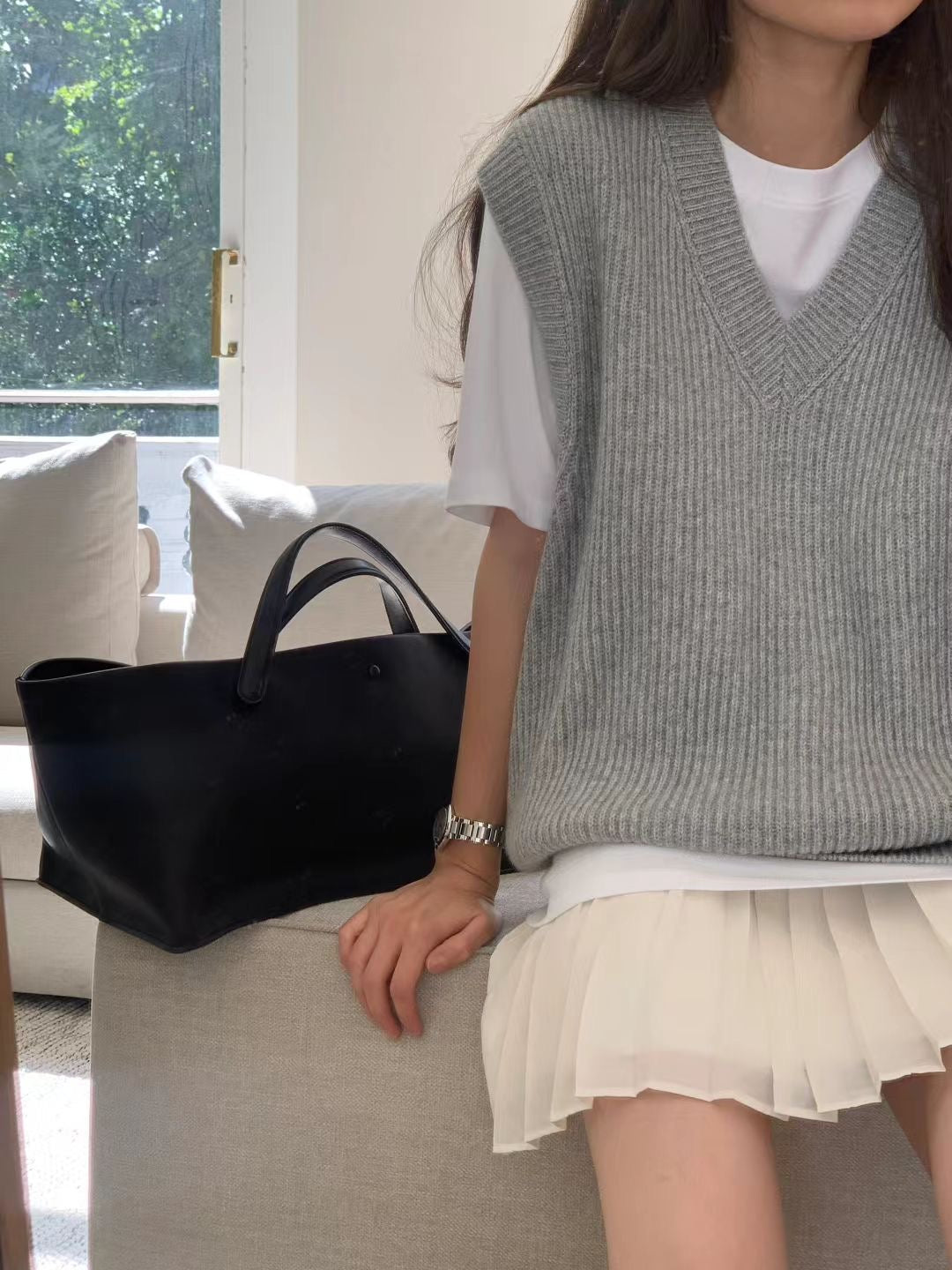 Mini seer pleats skirt