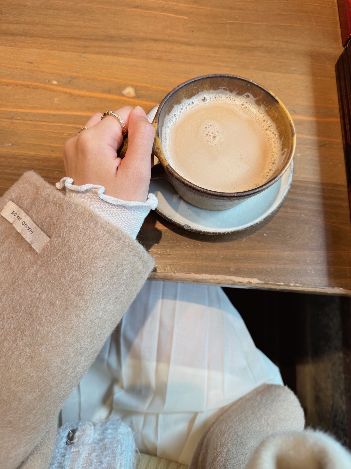 80 wool)Milk tea handmade coat