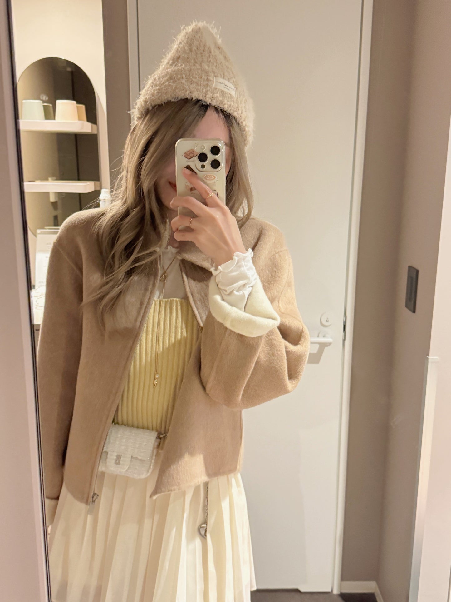 80 wool)Milk tea handmade coat