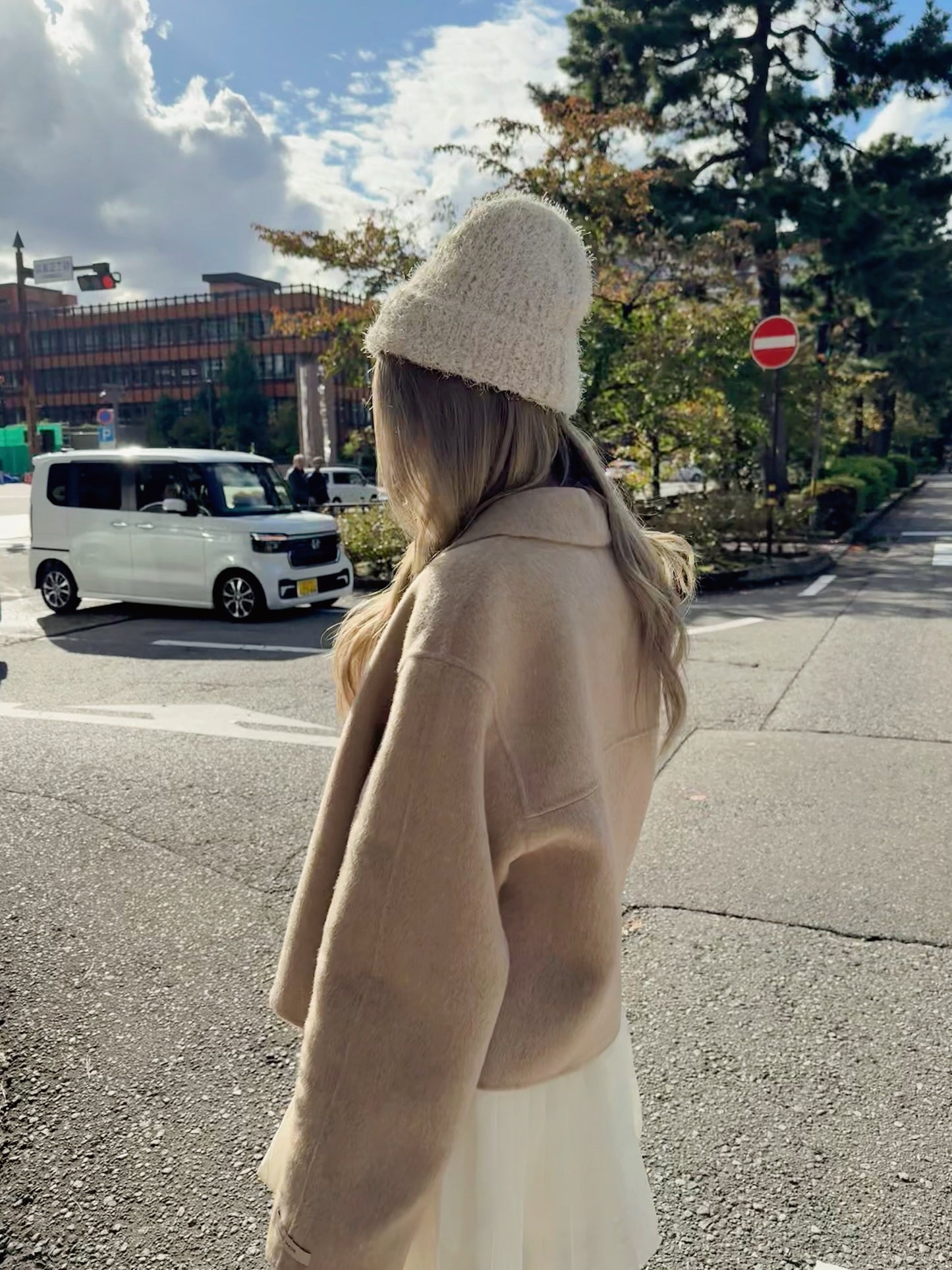 80 wool)Milk tea handmade coat