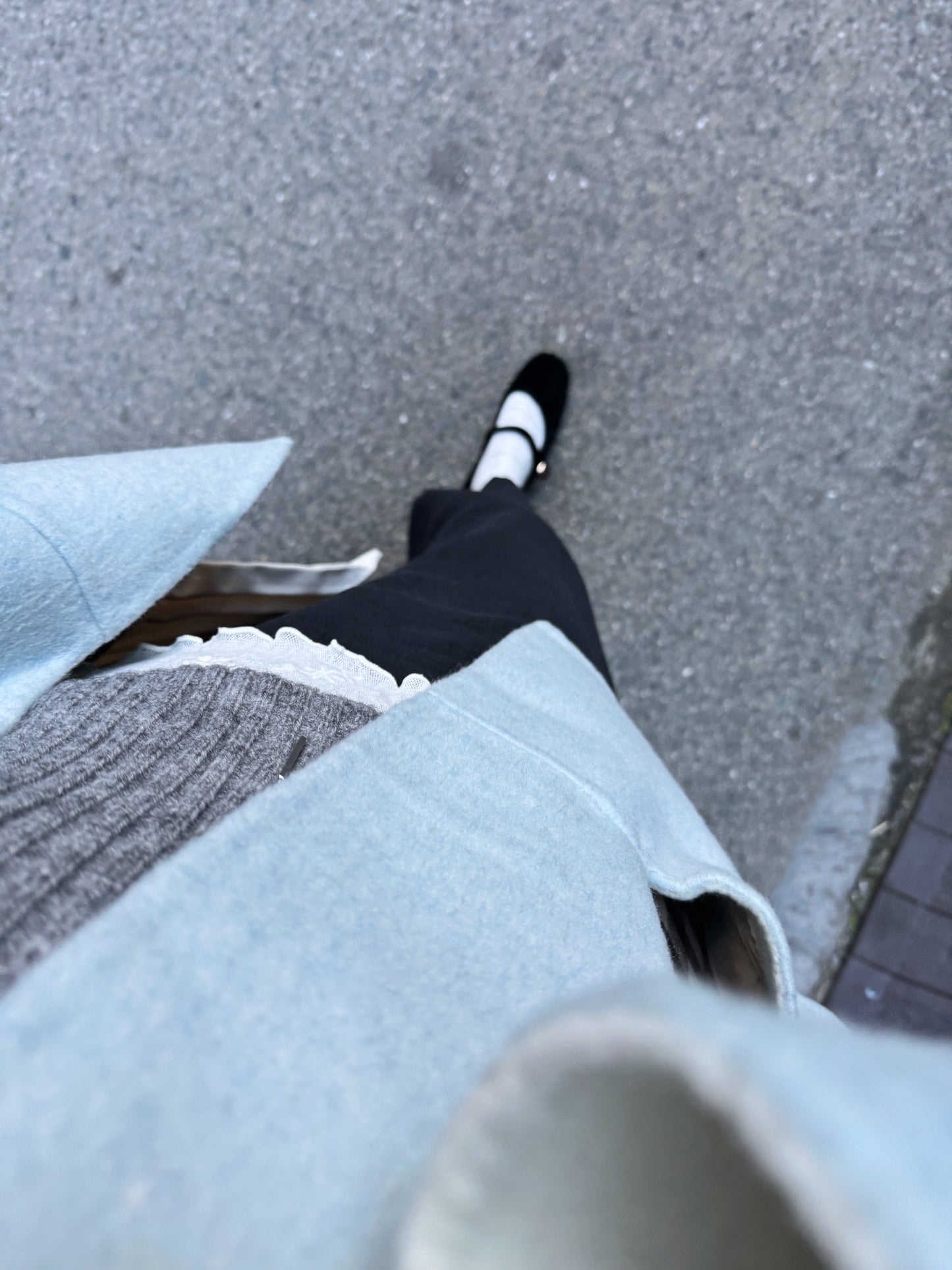 70 wool)Sky blue handmade coat