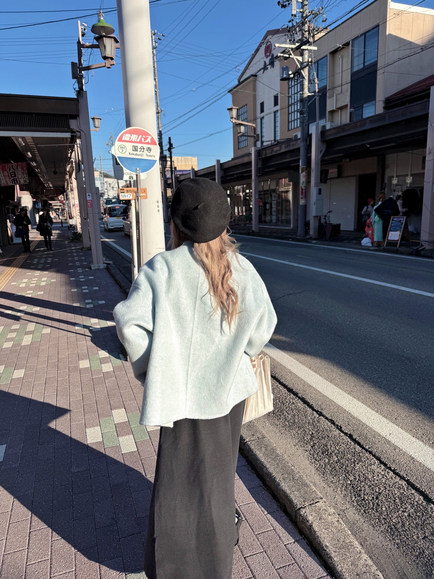 70 wool)Sky blue handmade coat