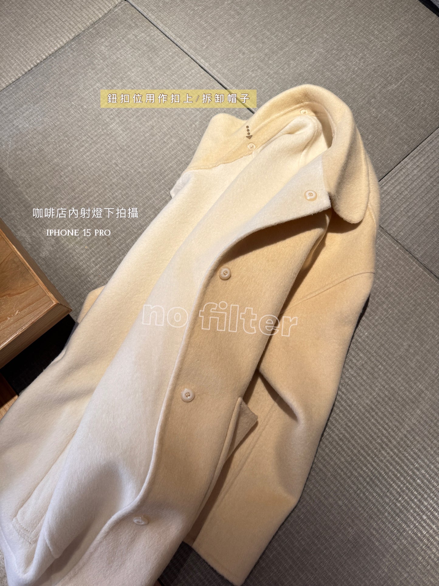 雙面穿70 wool)Almond & cream handmade coat