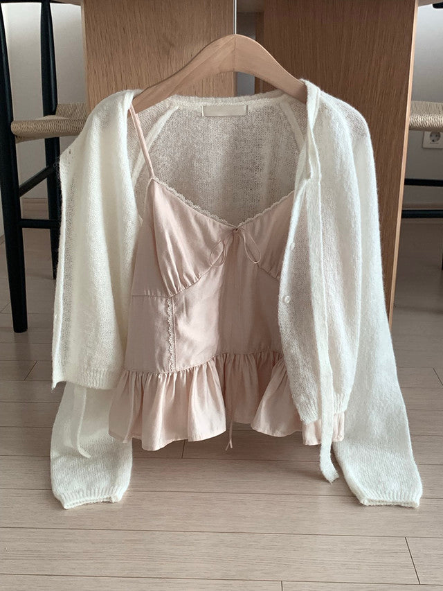 peach sleeveless blouse(2 colors)