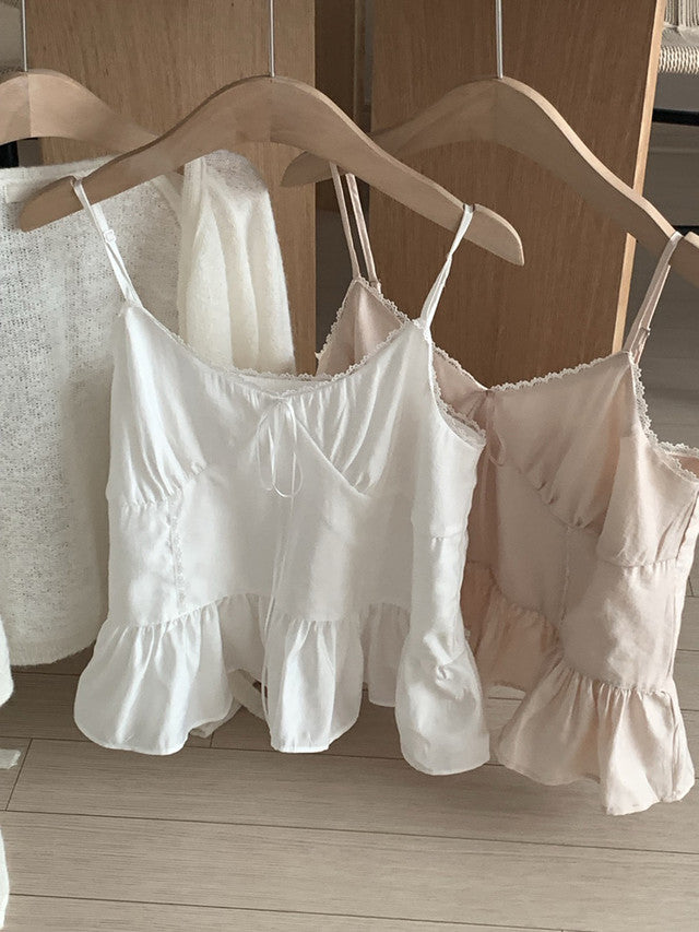 peach sleeveless blouse(2 colors)